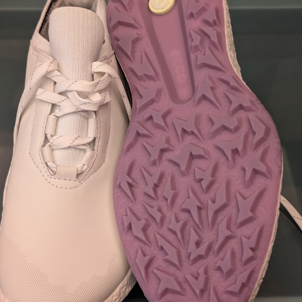 Ecco Women's White Sneakers with Lavender Sole